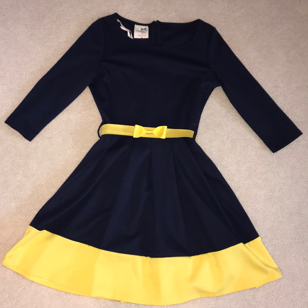 Navy blue and yellow dress
